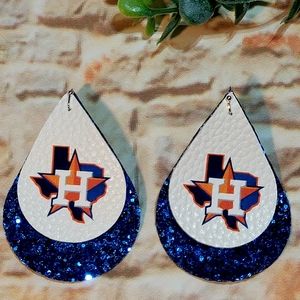 Houston Astros Baseball faux leather earrings